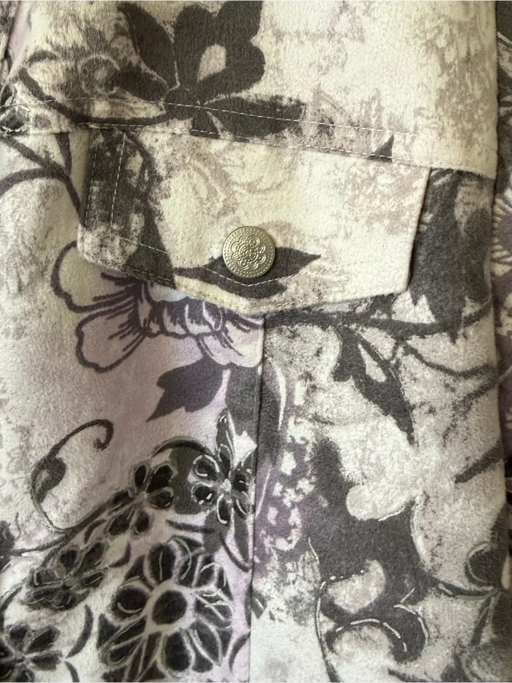 Alfred Dunner 6P Jacket Floral Paisley Lined Button Front Lavender Gray Petite
